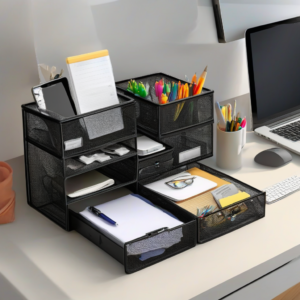 Lavatino Larger Mesh Desk Organizer with Drawers